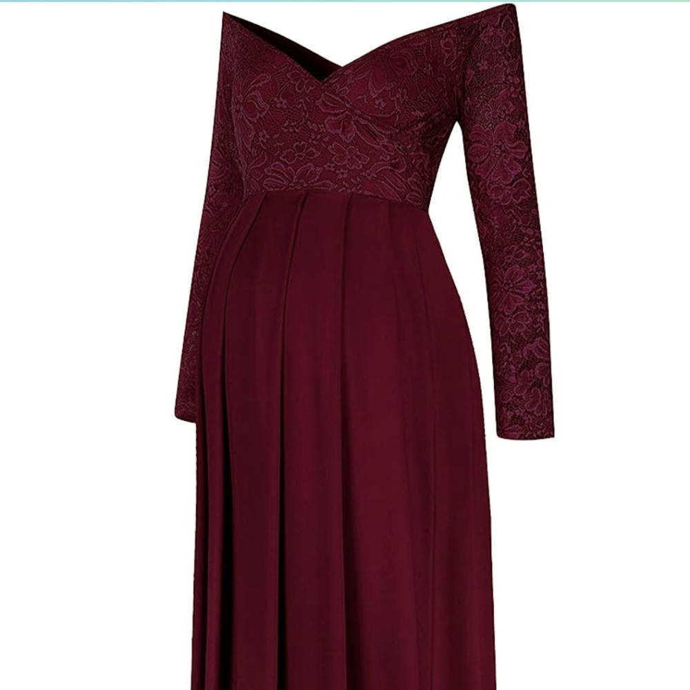 Maternity long lace long sleeve dress
